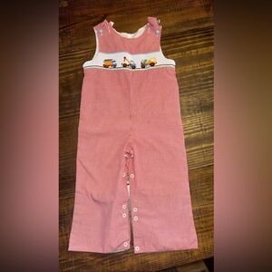 Smocked Red Gingham Overalls